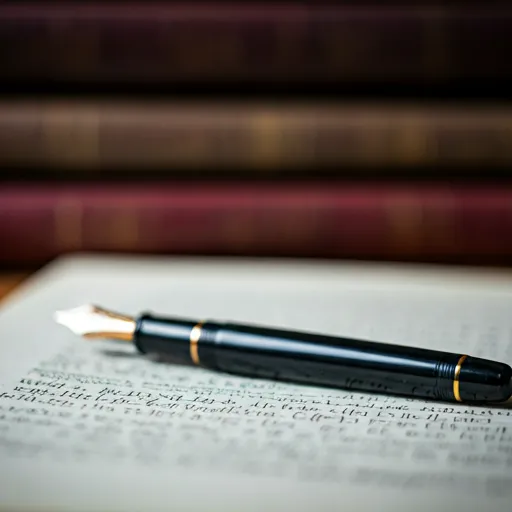 Zbliżenie na pióro wieczne i rękopis.